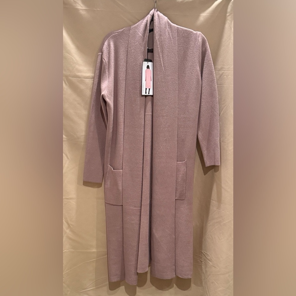 Elegant Dusty Pink Open Long Coat